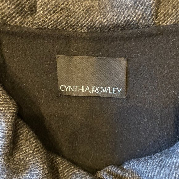 Vintage Cynthia Rowley Gray Tweed Wool Blend Coat with Ruffled Collar XL - Picture 8 of 12